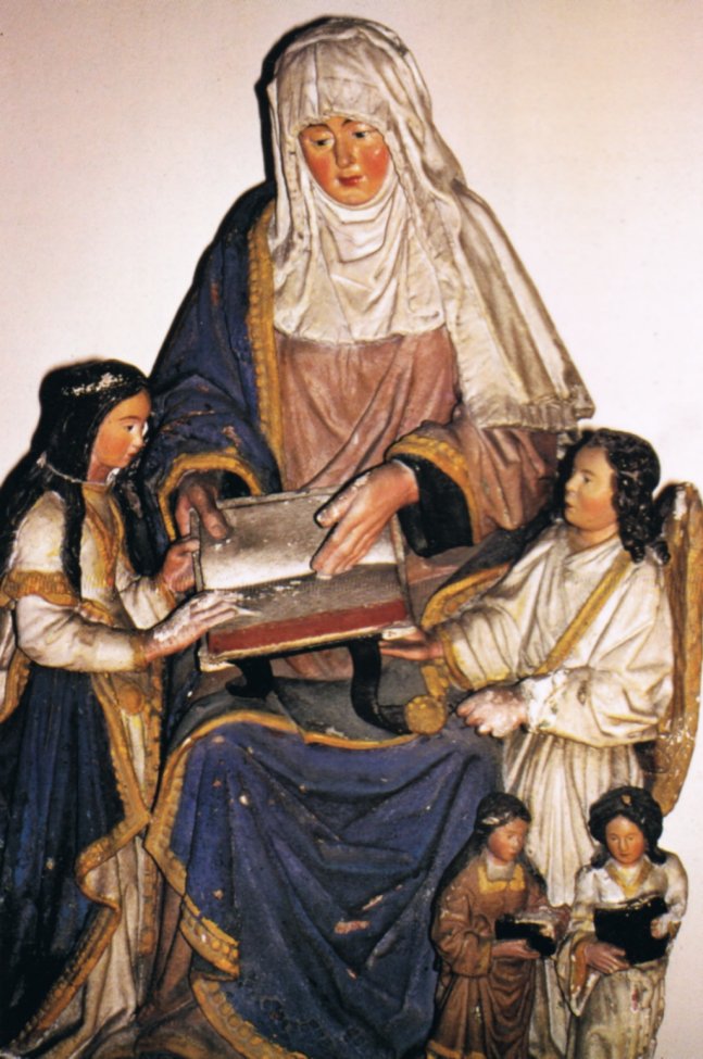 Anna insegna a Maria, scultura in legno del XVI secolo